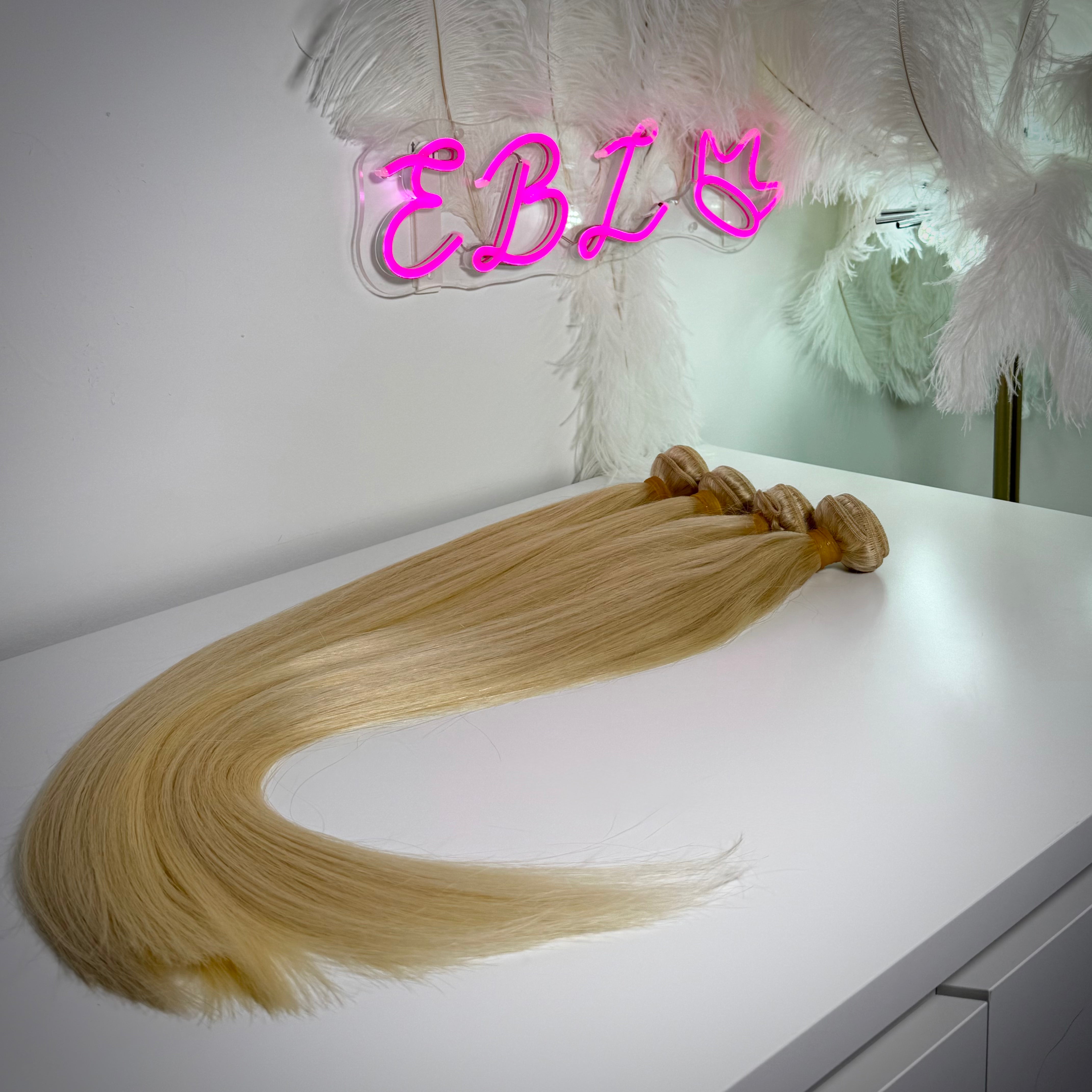 Virgin blonde hair bundle ethically sourced human hair.