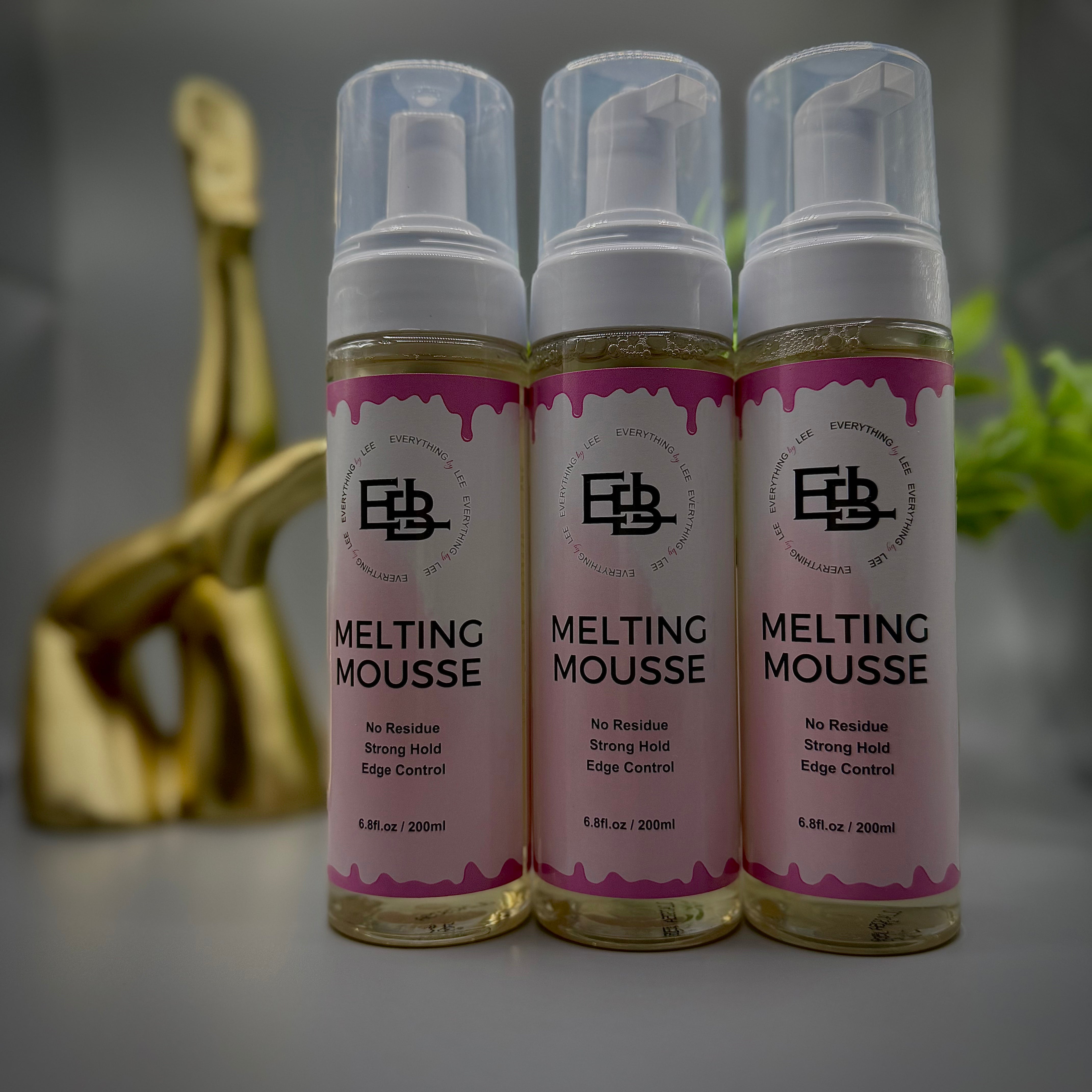 Bottle of lace melting mousse by EBL Hair for glueless wig installs and edge control