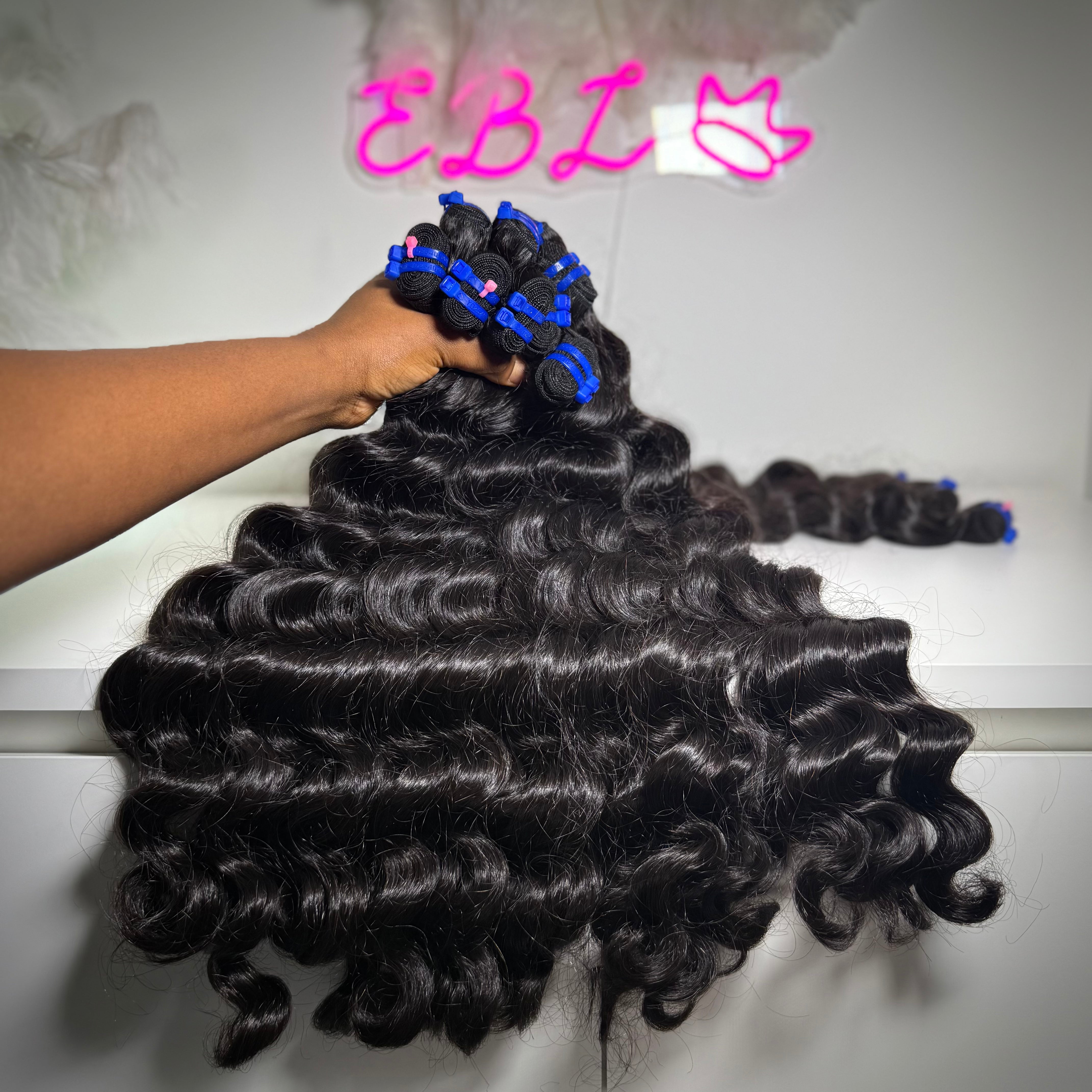 100% raw loose wavy human hair bundle with soft flowing waves