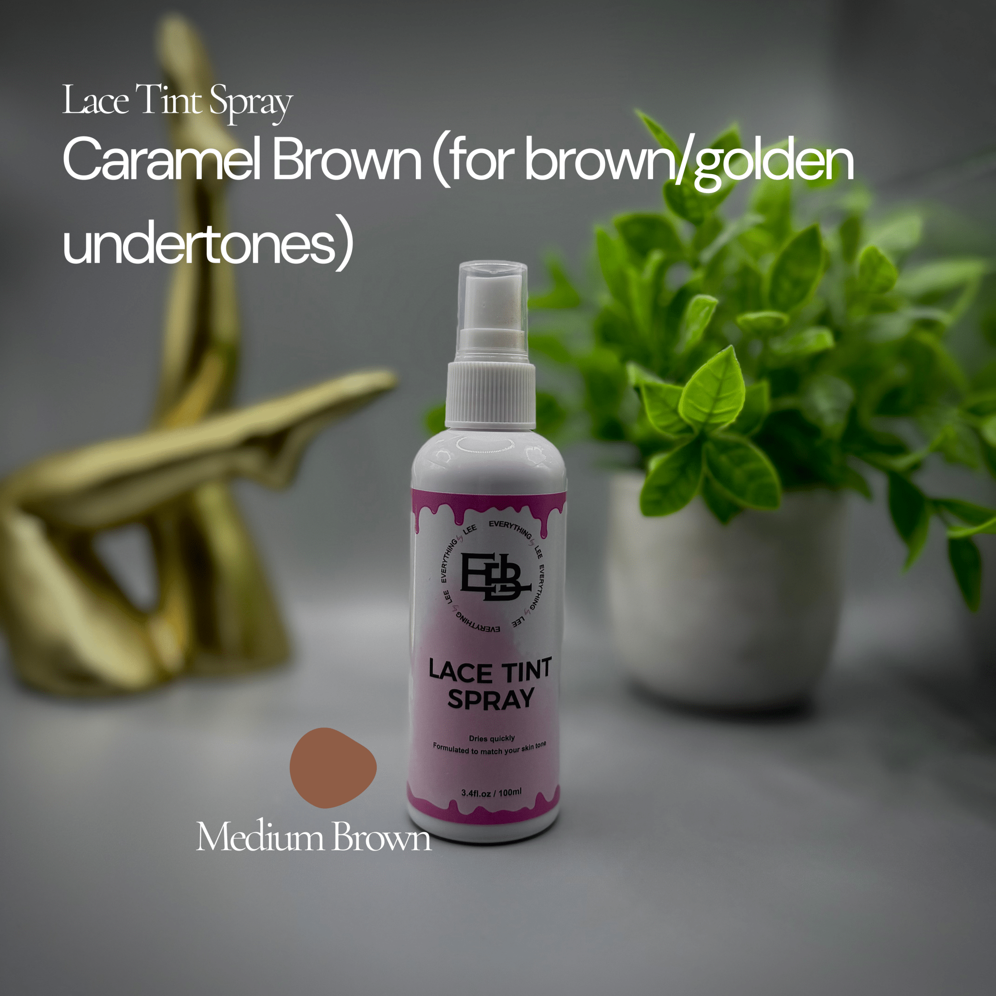 Bottle of Lace Tint Spray in four skin tone shades