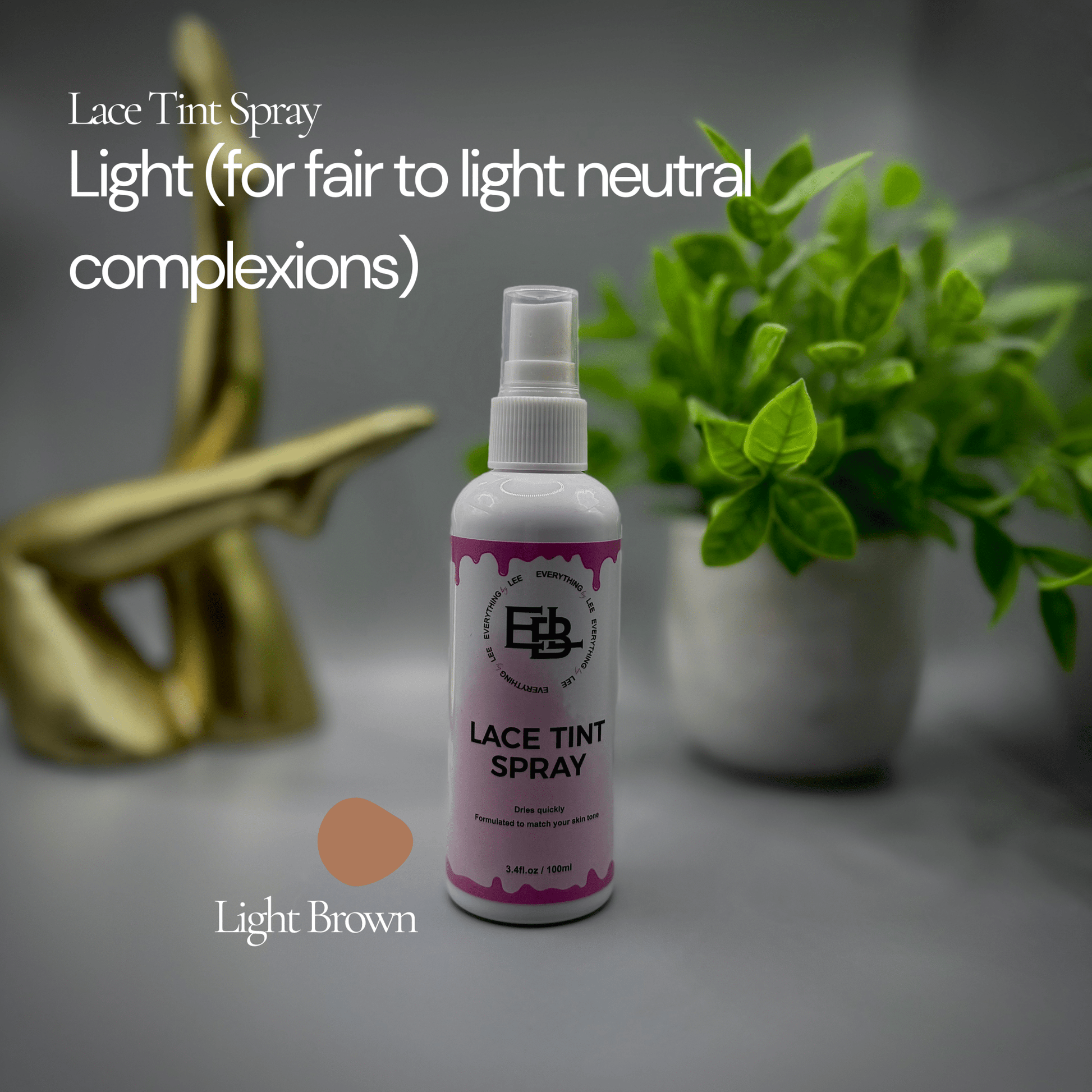 Bottle of Lace Tint Spray in four skin tone shades