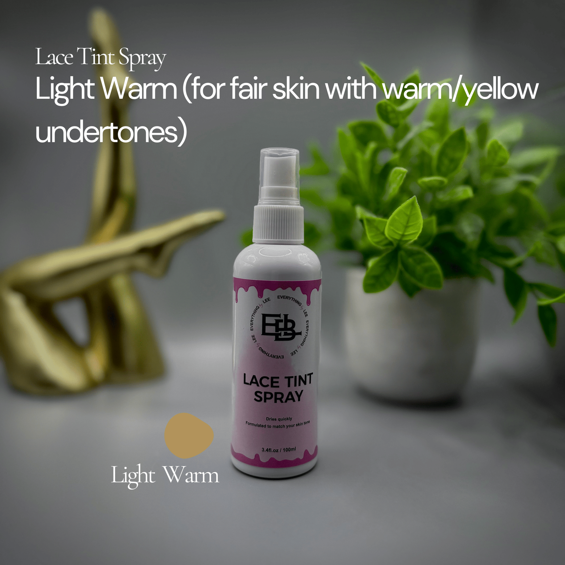 Bottle of Lace Tint Spray in four skin tone shades