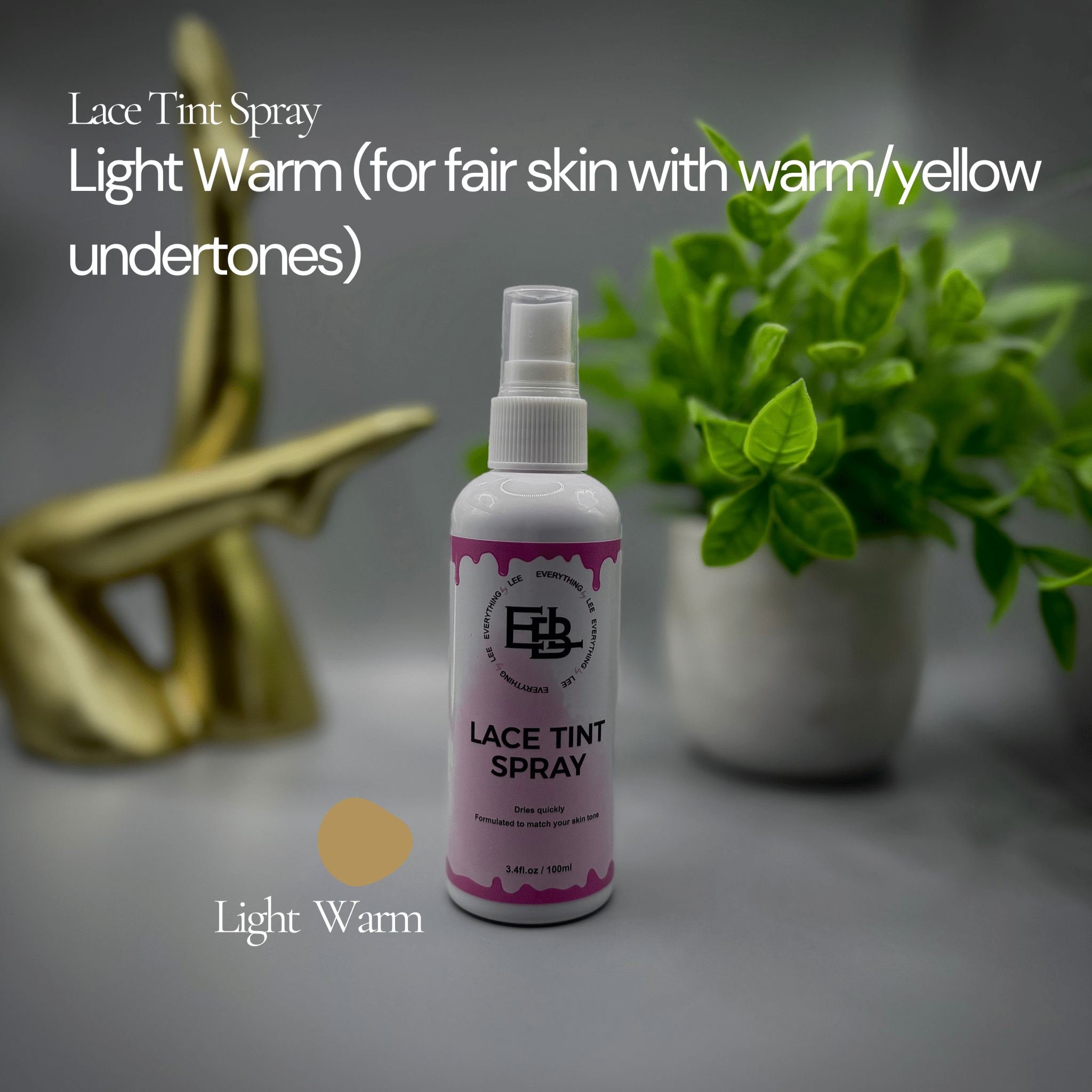 Bottle of Lace Tint Spray in four skin tone shades