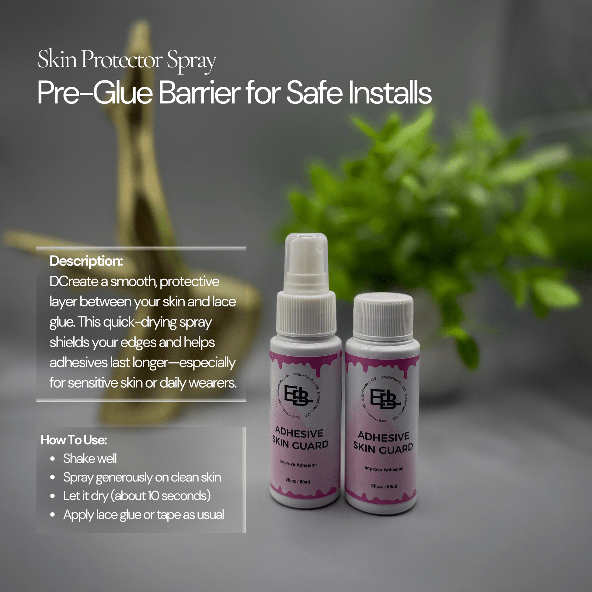 Skin protector spray by EBL Hair for lace glue prep and sensitive skin protection