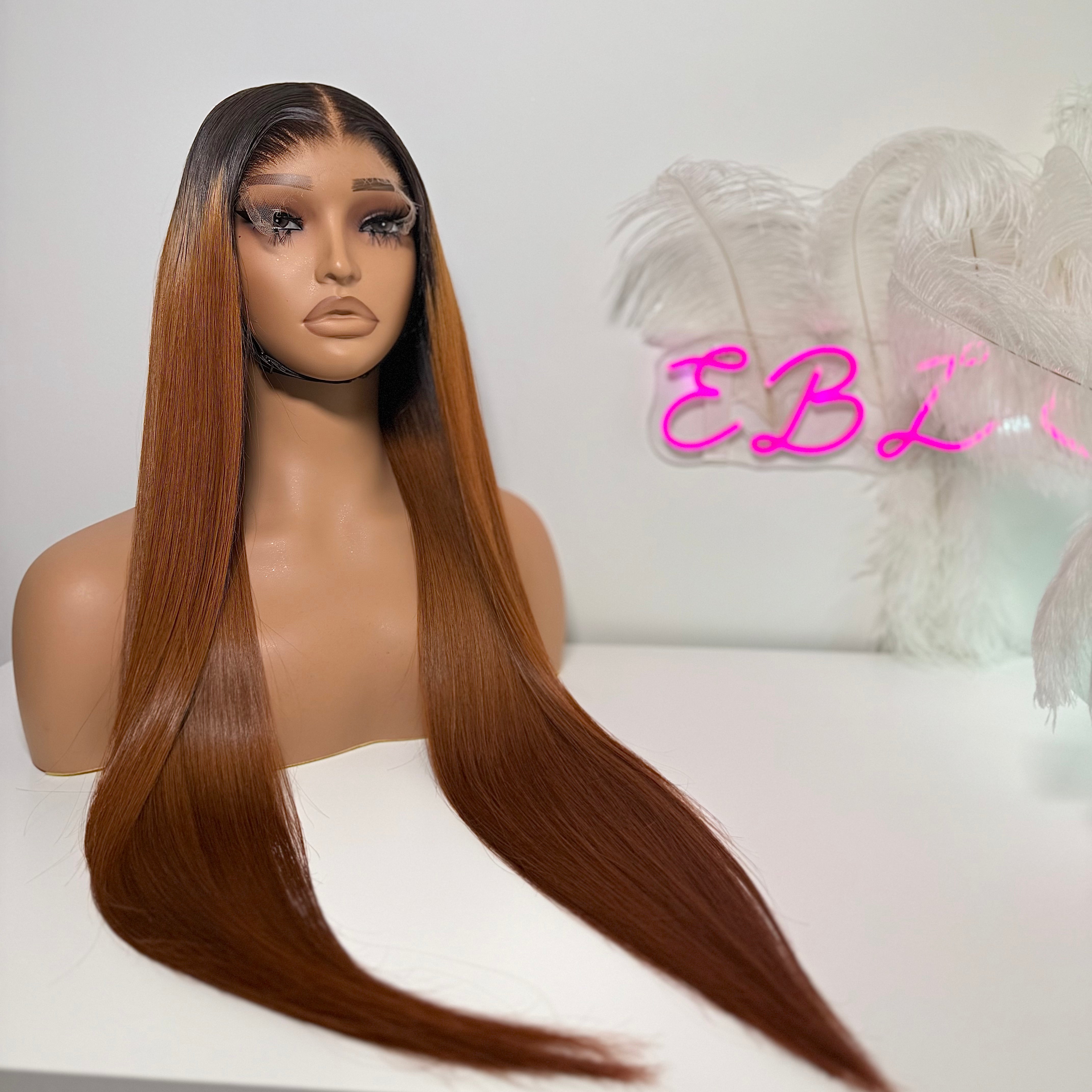 Glueless highlighted straight HD lace wig, 100% human hair. Ready to wear. Ships to UK, Ireland.