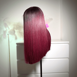 Layered burgundy straight HD lace wig with 6x6 closure