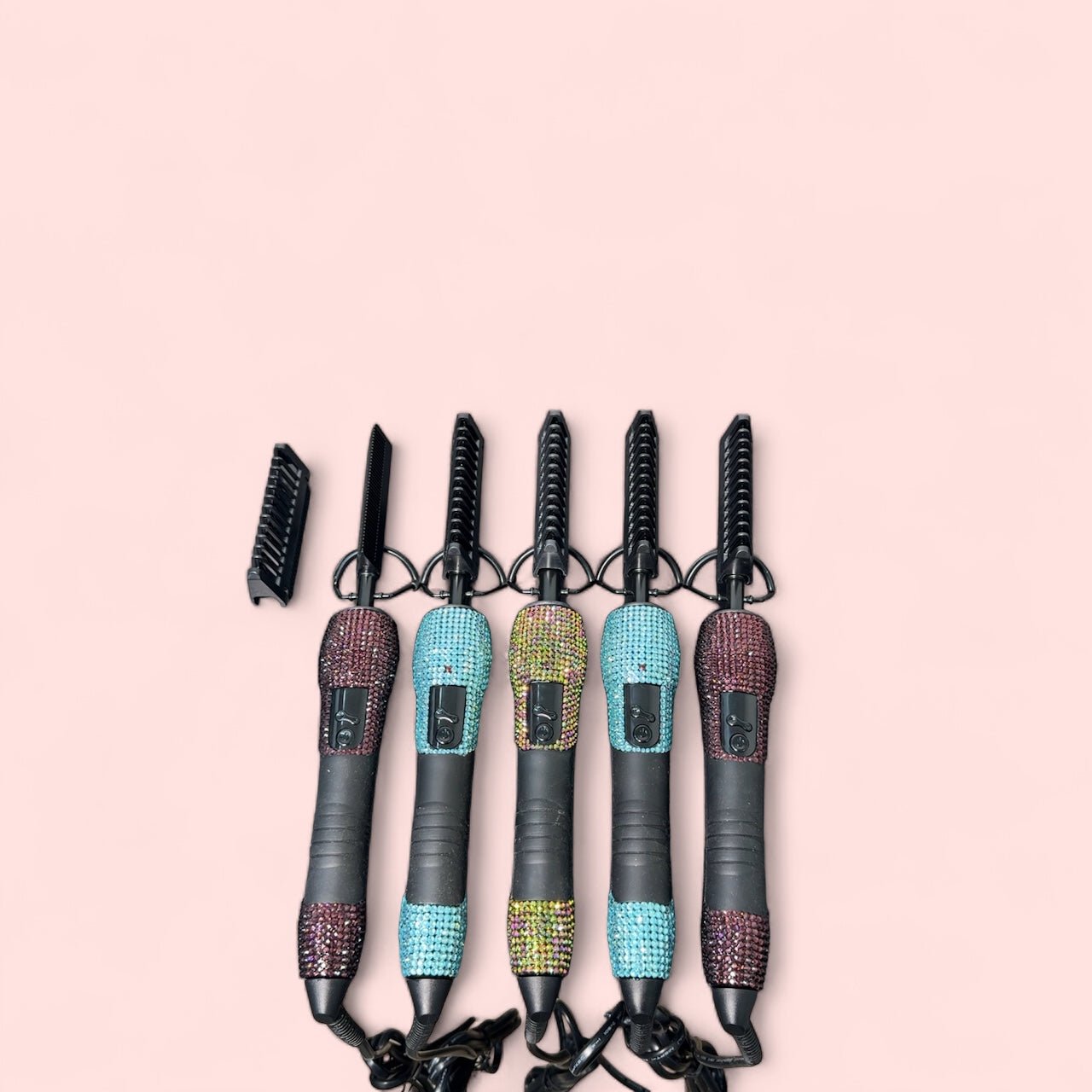 Wig styling tools set with flat iron and hot comb for sleek finishes and laid roots on lace wigs